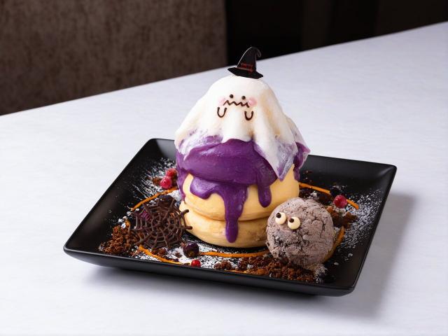 おばけゴーストのハロウィンパンケーキ〜かぼちゃと紫芋〜
